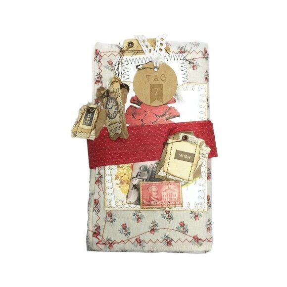 Writing Junk Journal Vintage Style Fabric Cover Diary Includes Ephemera No 7 u - Picture 1 of 10